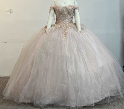 (LIVE 11) Crystal Beading and Sequin Glitter Tulle Quinceanera Dress plain mature bodycon party blue dress quince square neck plain