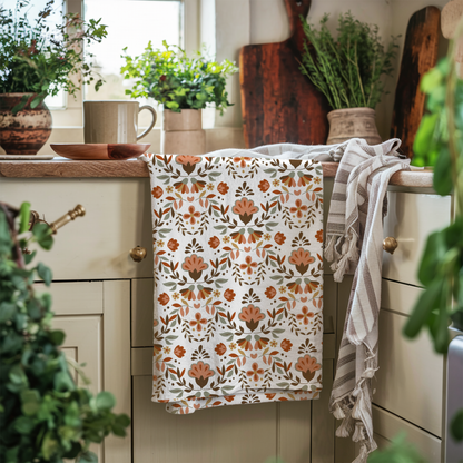 Hispanic floral kitchen towels. Set of 2 kitchen towels for Latin or hispanic kitchen decor