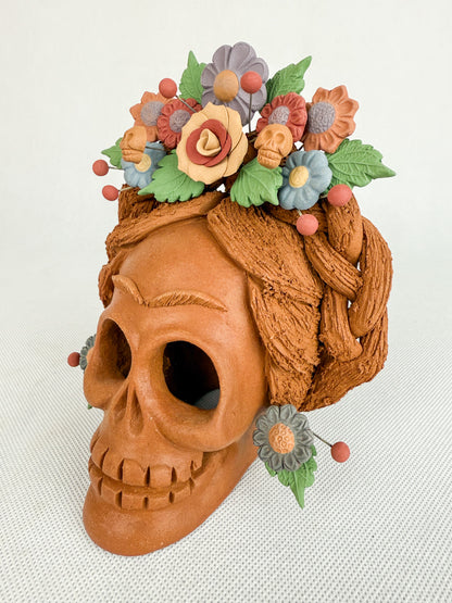 Clay Skull Pastillado Metepec Calabera de Barro
