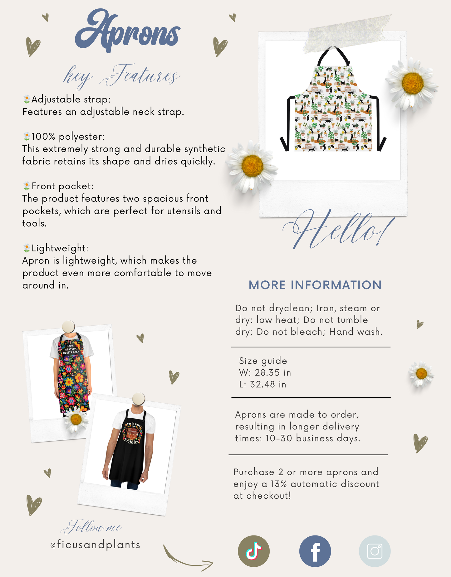 Black Talavera Design Apron - Mandil Talavera Negro