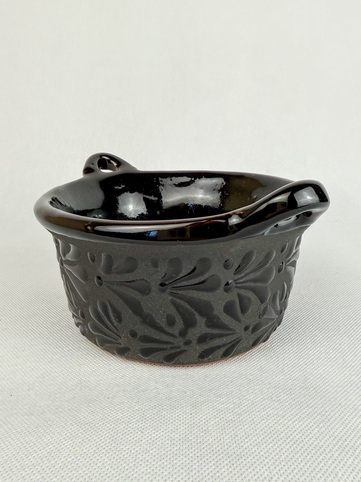 Black Talavera Style Bowls Mexican Clay Bowls Cazuelitas Talavera Negra