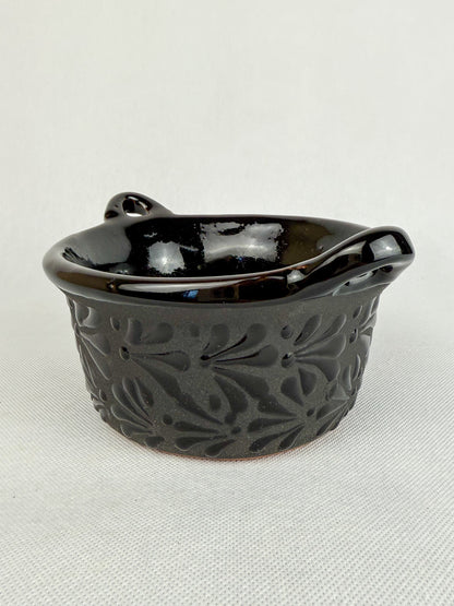 Black Talavera Style Bowls Mexican Clay Bowls Cazuelitas Talavera Negra