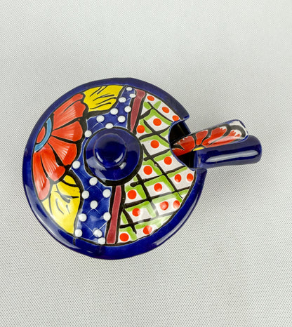 Mexican Salsa Bowl Talavera Bowl With Handle And Spoon Salsera Con Tapa