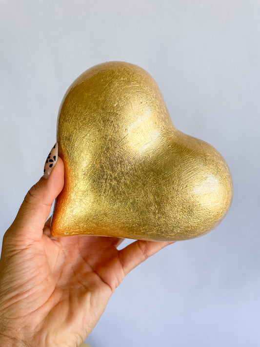 Gold Hearts 3Pc Set Clay Valentines Day Decor Gold Decorative Accents