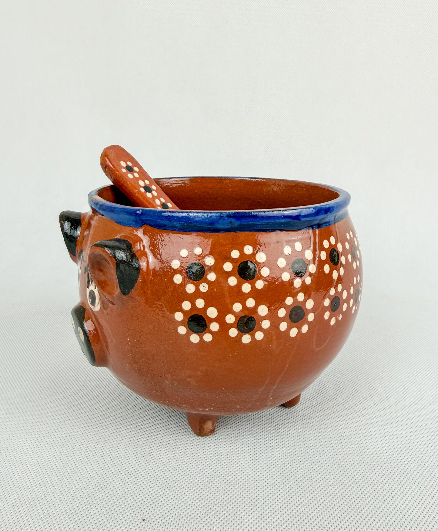 Michoacan Mexican Clay Bowl with Lid Marranito Salsera Mexican Marranitos Puerquitos