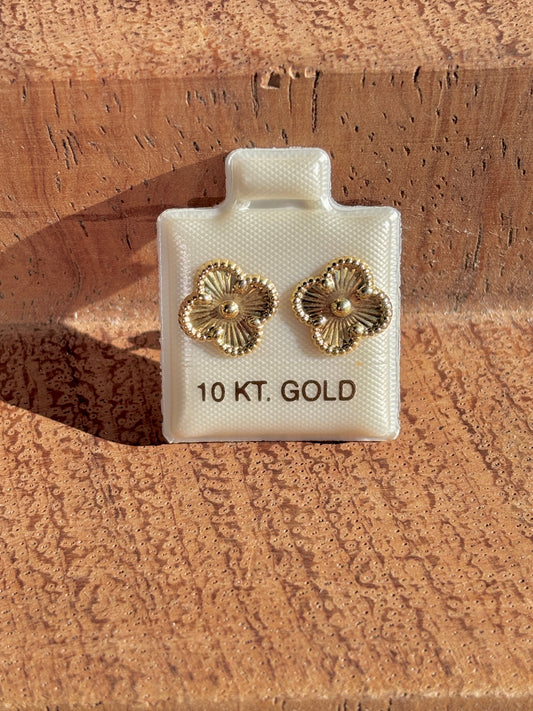 10K Solid Gold Flower Earrings for Girls - Aretes de oro 10k Flor