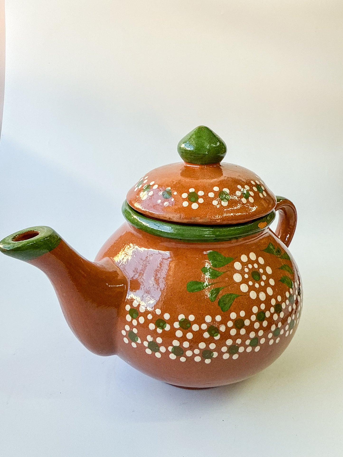 Michoacan Mexican Tea Pot Tetera de Barro Lead Free Pottery Tea Pot Mexican Clay Pot