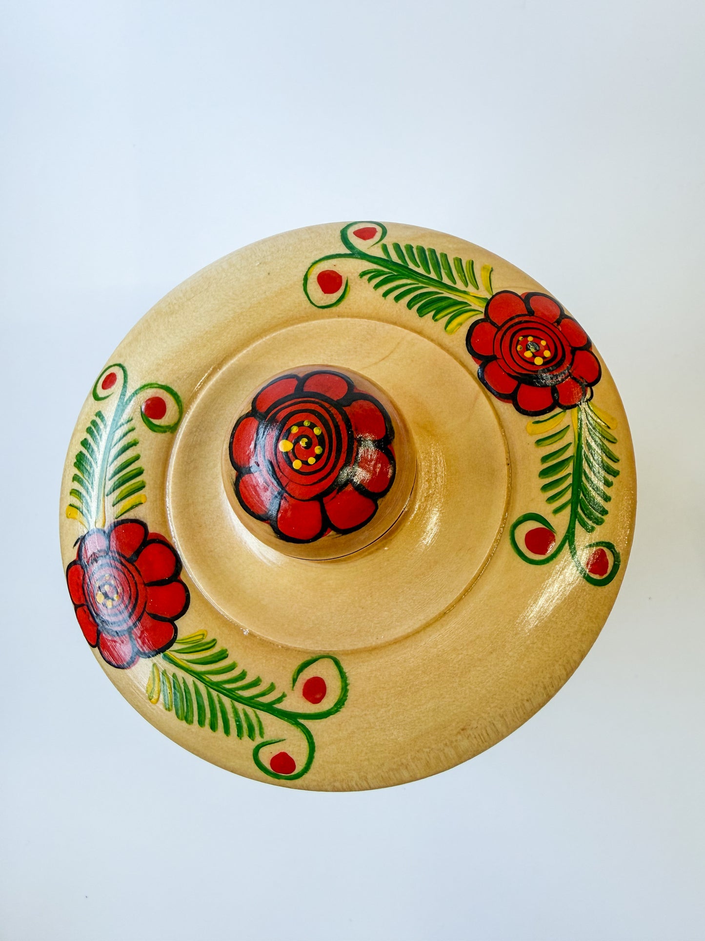 Mexican Hand Painted Wood Canister - Azucarera Parota