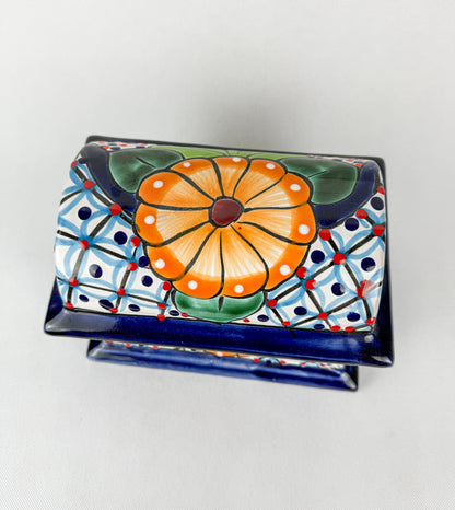 Mexican Pottery Chest Trinket Box Talavera Baul