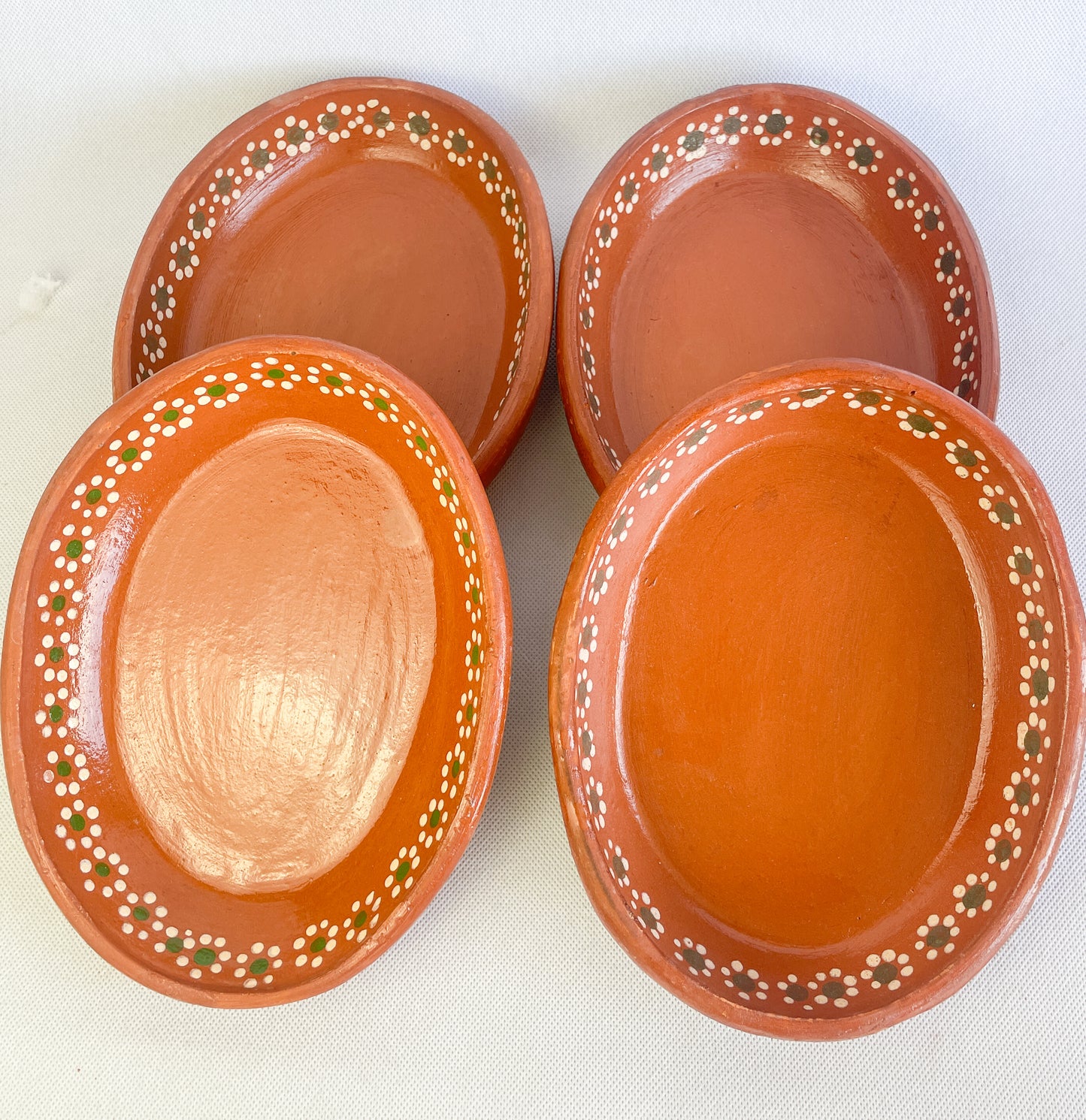 Mexican Clay Plates Oval Plates 8" Set of 4 Lead Free Mexican Plates Platos de Barro Ovalados