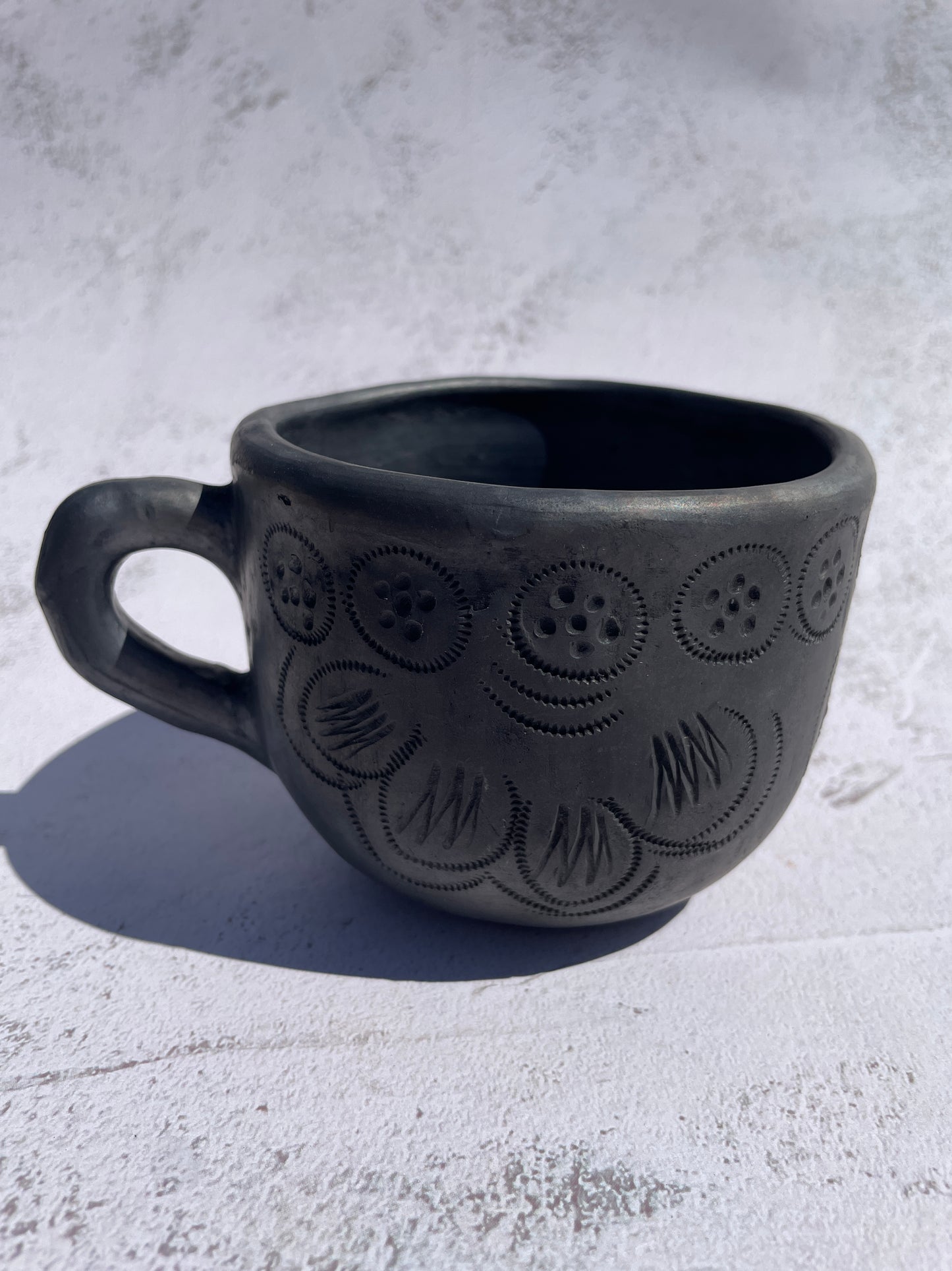 Oaxaca Black Clay Mugs With Plate Taza Con Plato Barro Negro Black Pottery