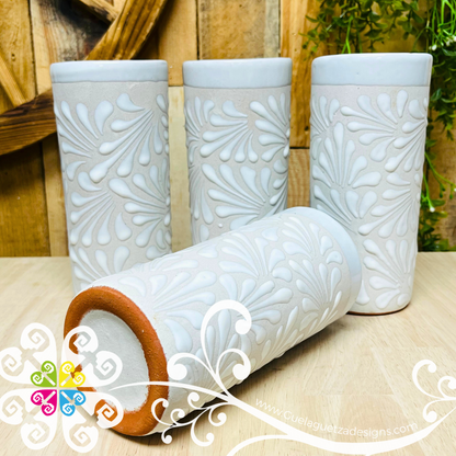 Set of White Espiga Cilindro Tall Cup - Set Clay Cup