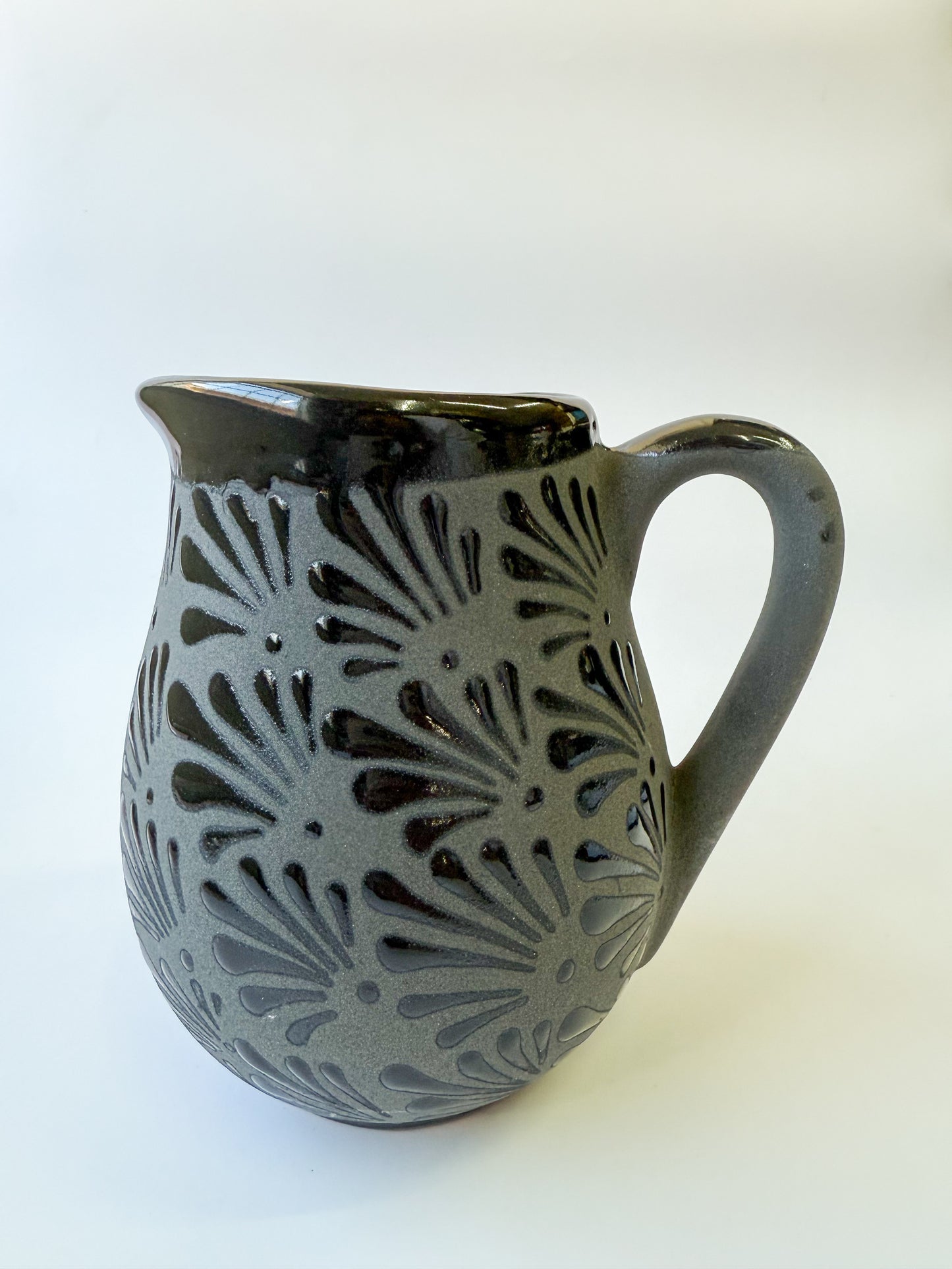 Mexican Black Talavera Style Tea Set Set 15pc Juego de Te