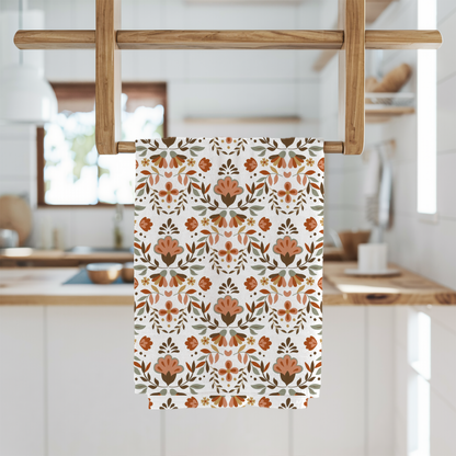 Hispanic floral kitchen towels. Set of 2 kitchen towels for Latin or hispanic kitchen decor