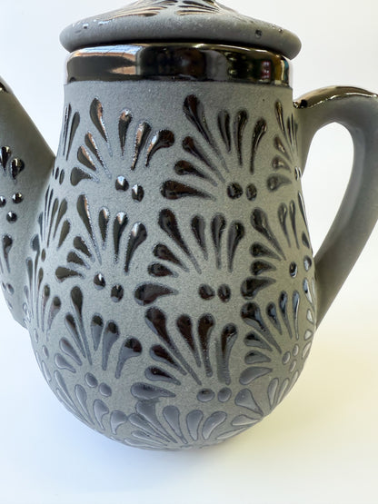 Mexican Black Talavera Style Tea Set Set 15pc Juego de Te