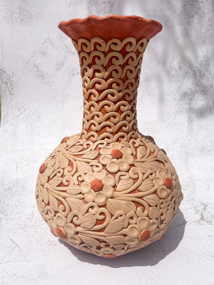 Colores Del Suelo Oaxaca Clay Vase Clay Embroidery Large Vase Florero Bordado En Barro