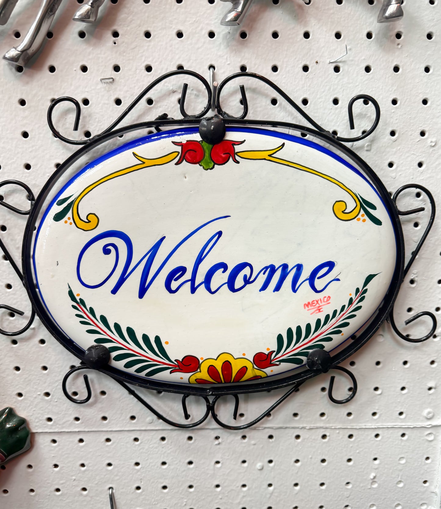 Talavera Wall Decor Mexican Ceramic Wall Art With Metal 13 15 Inches Welcome Bienvenidos