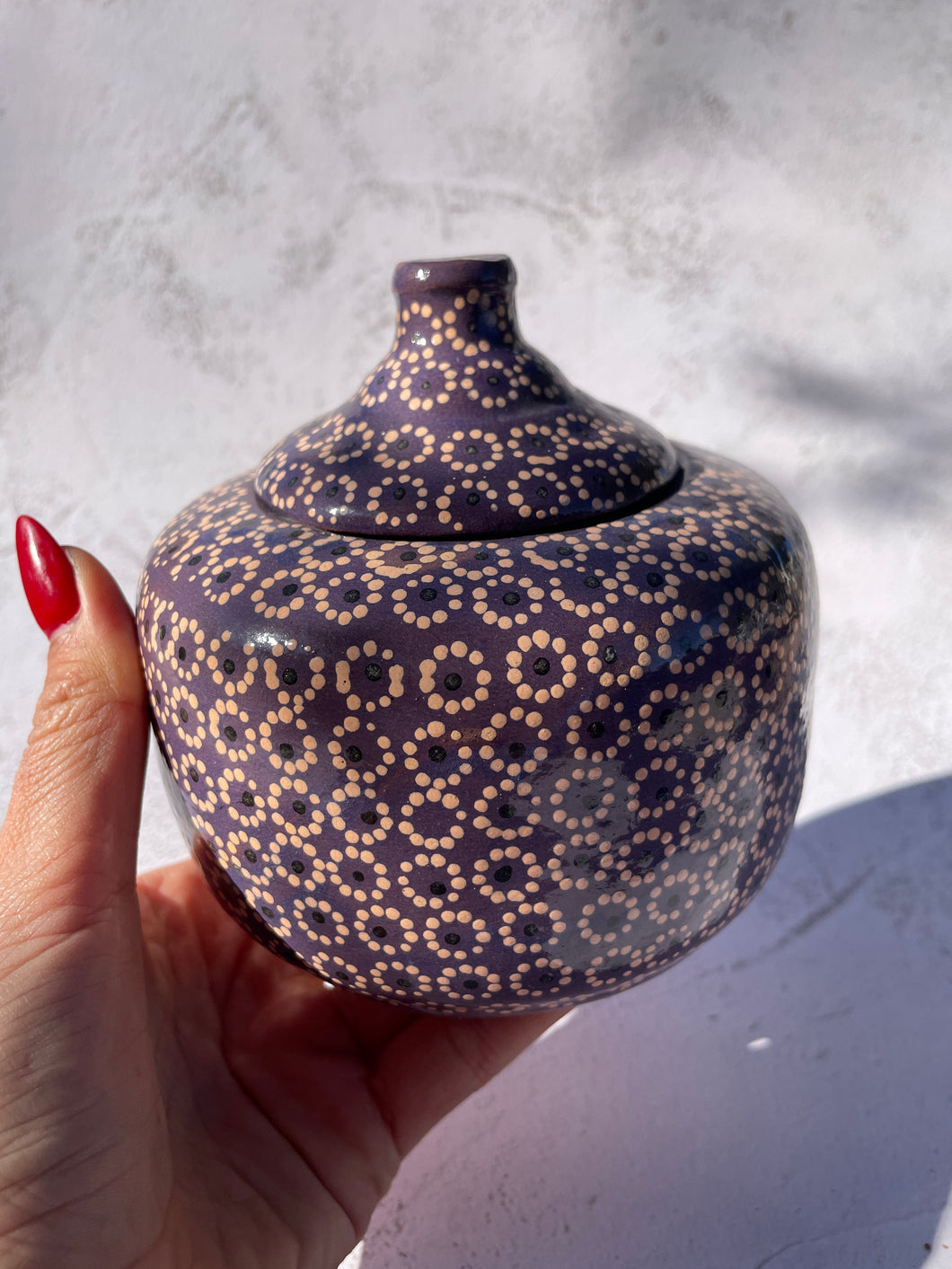 Michoacan Mexican Sugar Bowl Capula Pottery Hand Painted Azucarera de Barro Clay Sugar Bowl