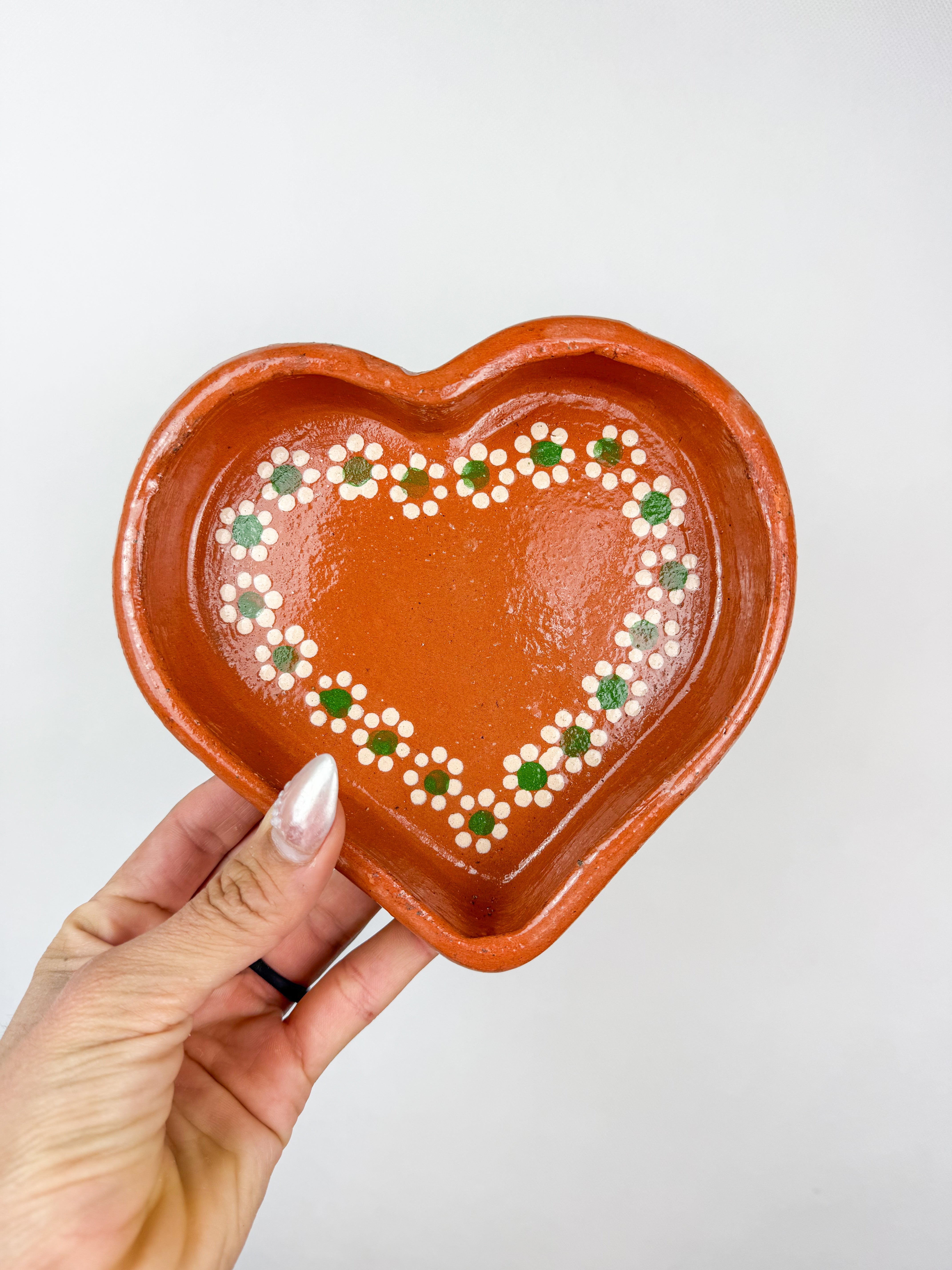 Traditional Mexican Clay Heart Plate Set of 2 - Plato Corazon