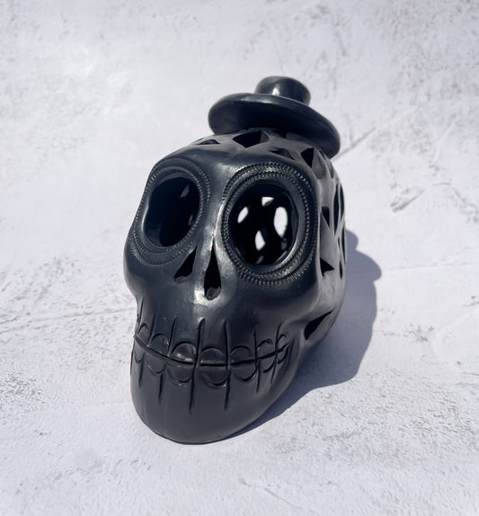 Oaxaca Black Pottery Frida Skull Calavera Barro Negro