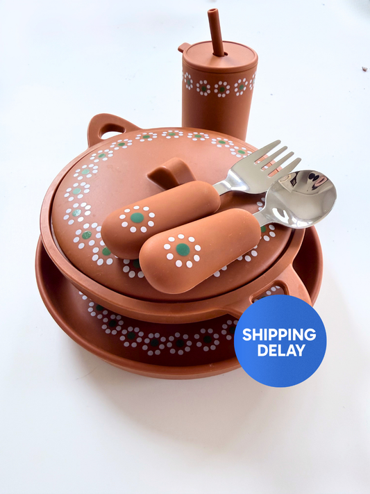 PRE ORDER (Read Description) Mexican Clay Plate Baby Mexican Inspired Silicone Barro Meal Set