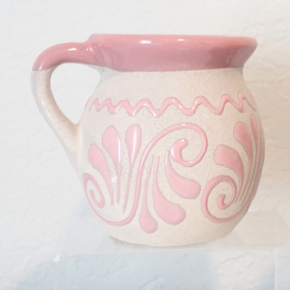 Pink and purple Mug set 2 or 4 Mexican coffee taza handmade clay, barro