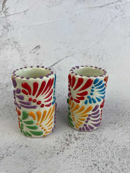 Talavera Tequila Shot Glass 2Pc, Mexican Tequila Shot Glasses, Mexican Talavera, Talavera Shot Glasses