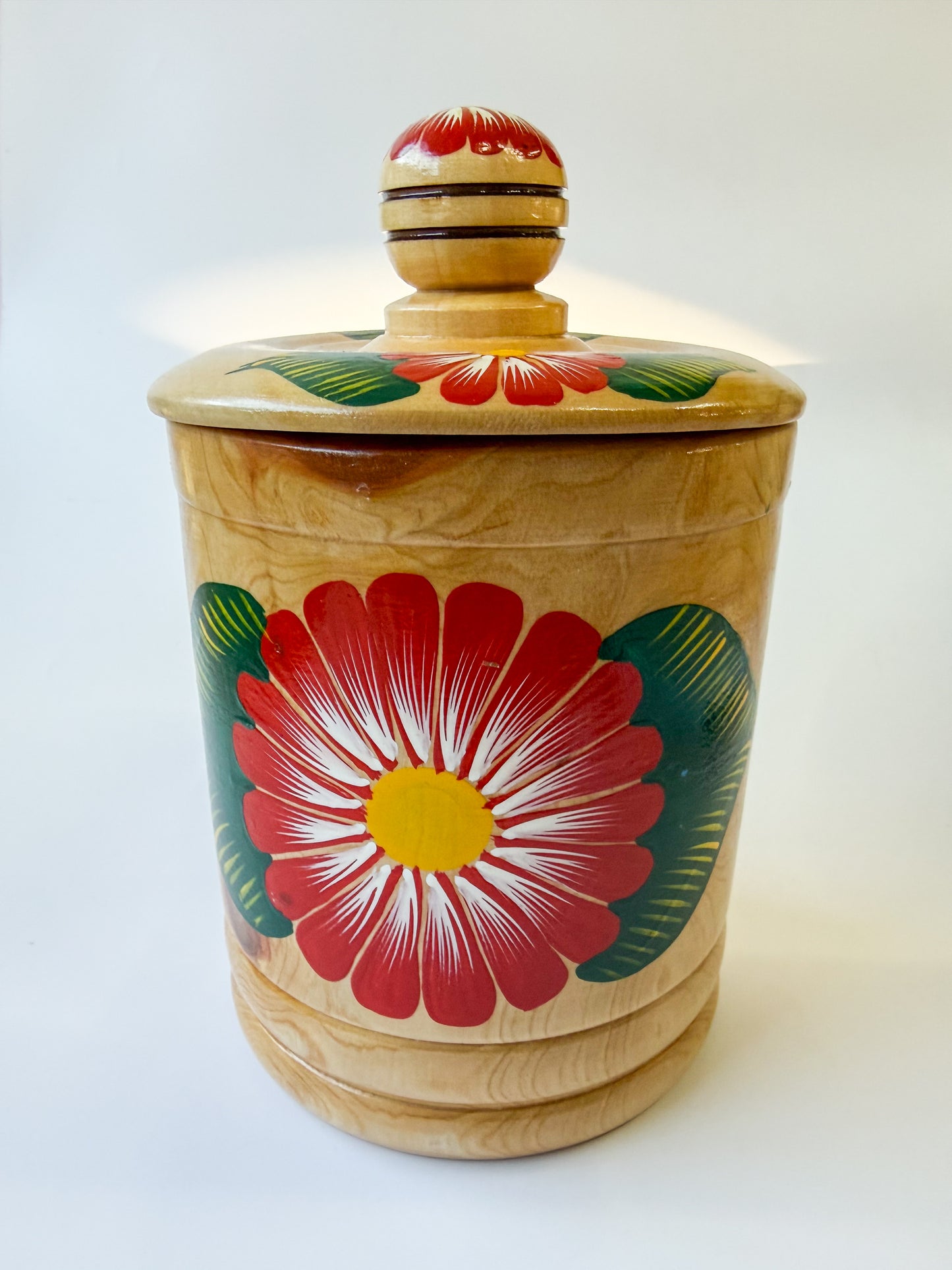 Mexican Hand Painted Wood Canister - Azucarera Parota