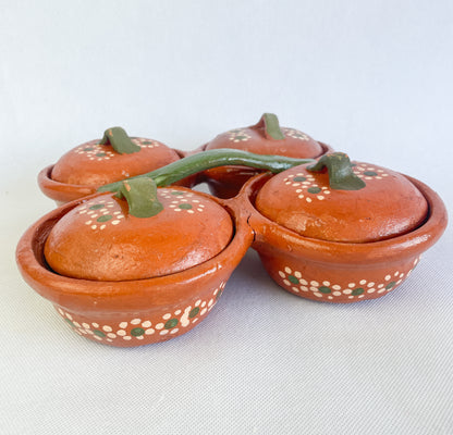 Jalisco Mexican Clay 4 in 1 Bowl Salsera Mexican Salsera 4 en 1 Salsera para Tacos