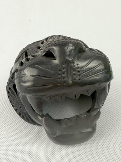 Oaxaca Black Pottery Jaguar Figurine Barro Negro Black Clay Jaguar