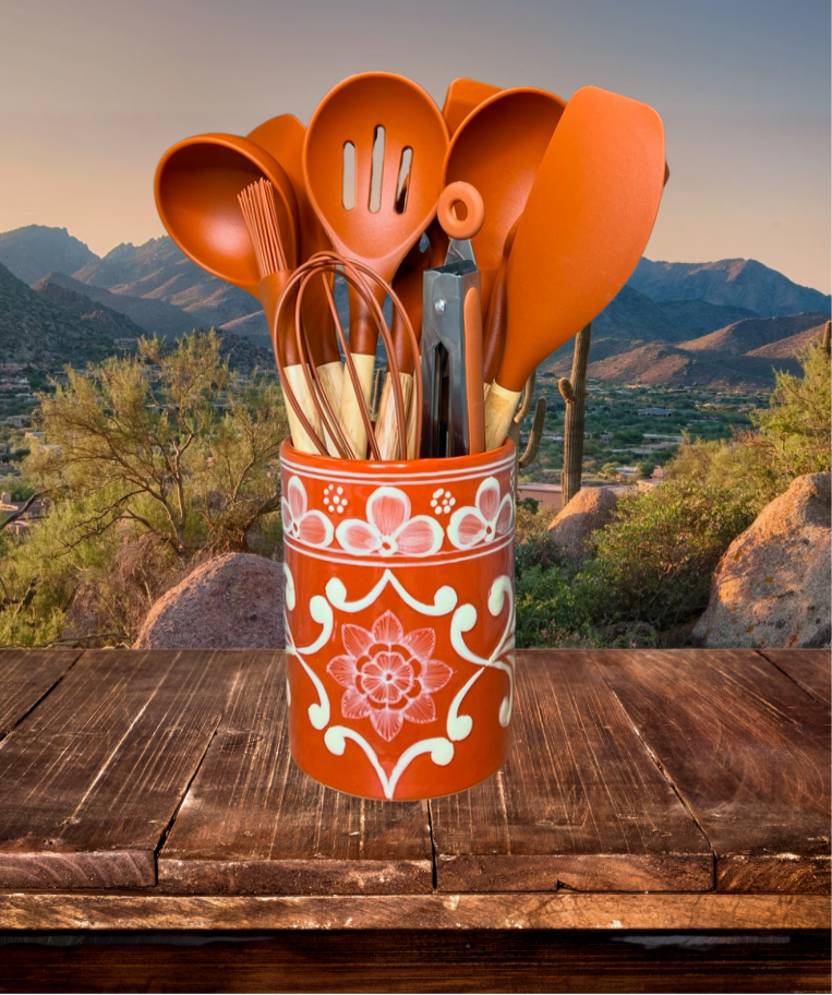 Terracotta Barro 12-Piece Utensil & Holder Set - Juego Porta Cucharas