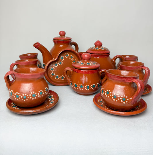 Michoacan Mexican Tea Pot Set Mexican Tea Set Mexican Pot Clay Tea Pot Juego de Te Capula