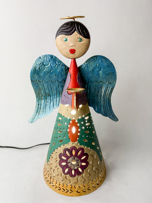 Mexican Punched Tin Lighting Angel Tin Lights Angel Con Luz