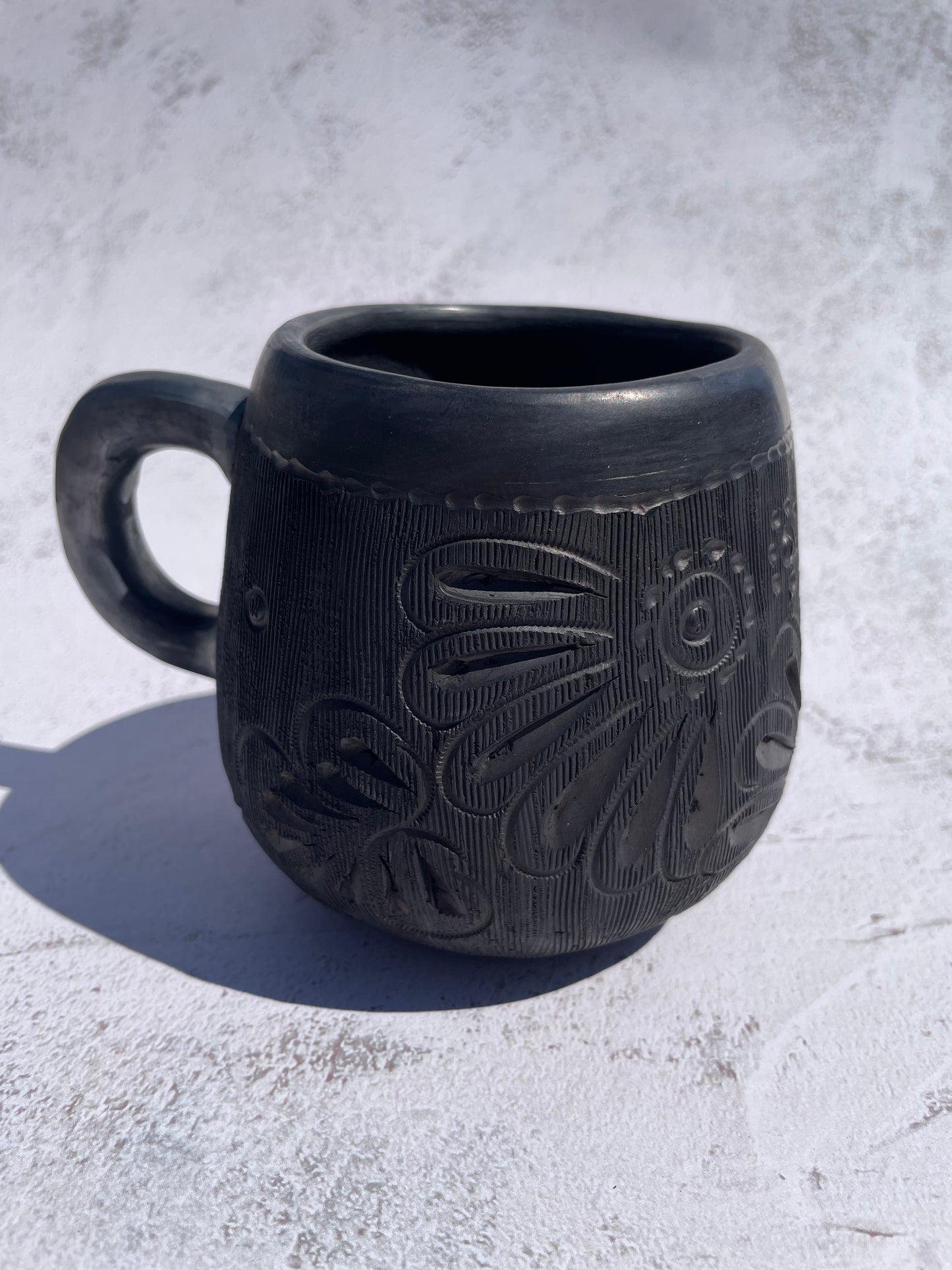 Oaxaca Black Pottery Mugs Taza Barro Negro