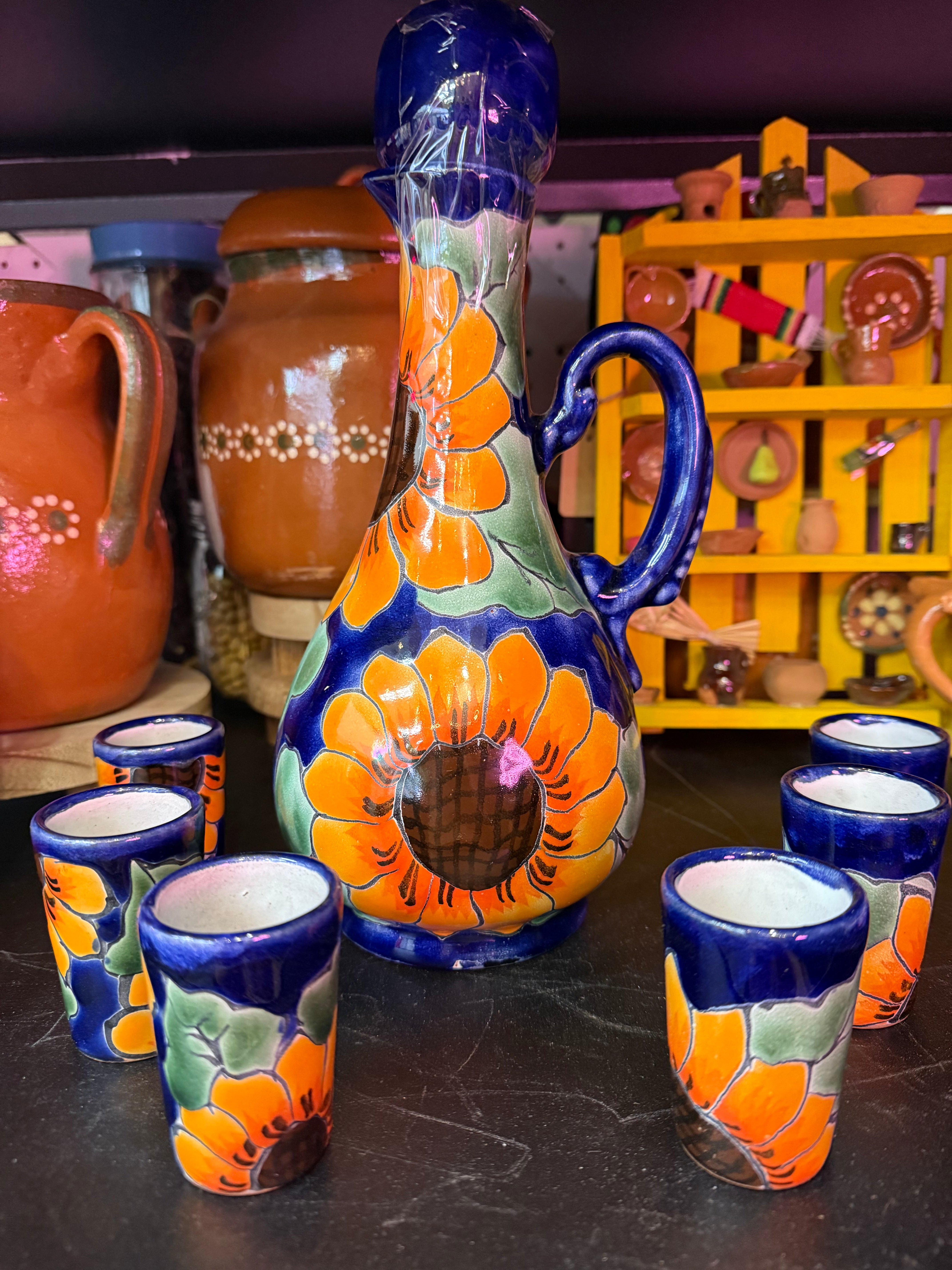 Juego de 6 Caballitos online Tequileros de Talavera Poblana forma de craneo, 6 shot glasses Talavera Pottery Skull 6 Espresso Cup vasos de chupito