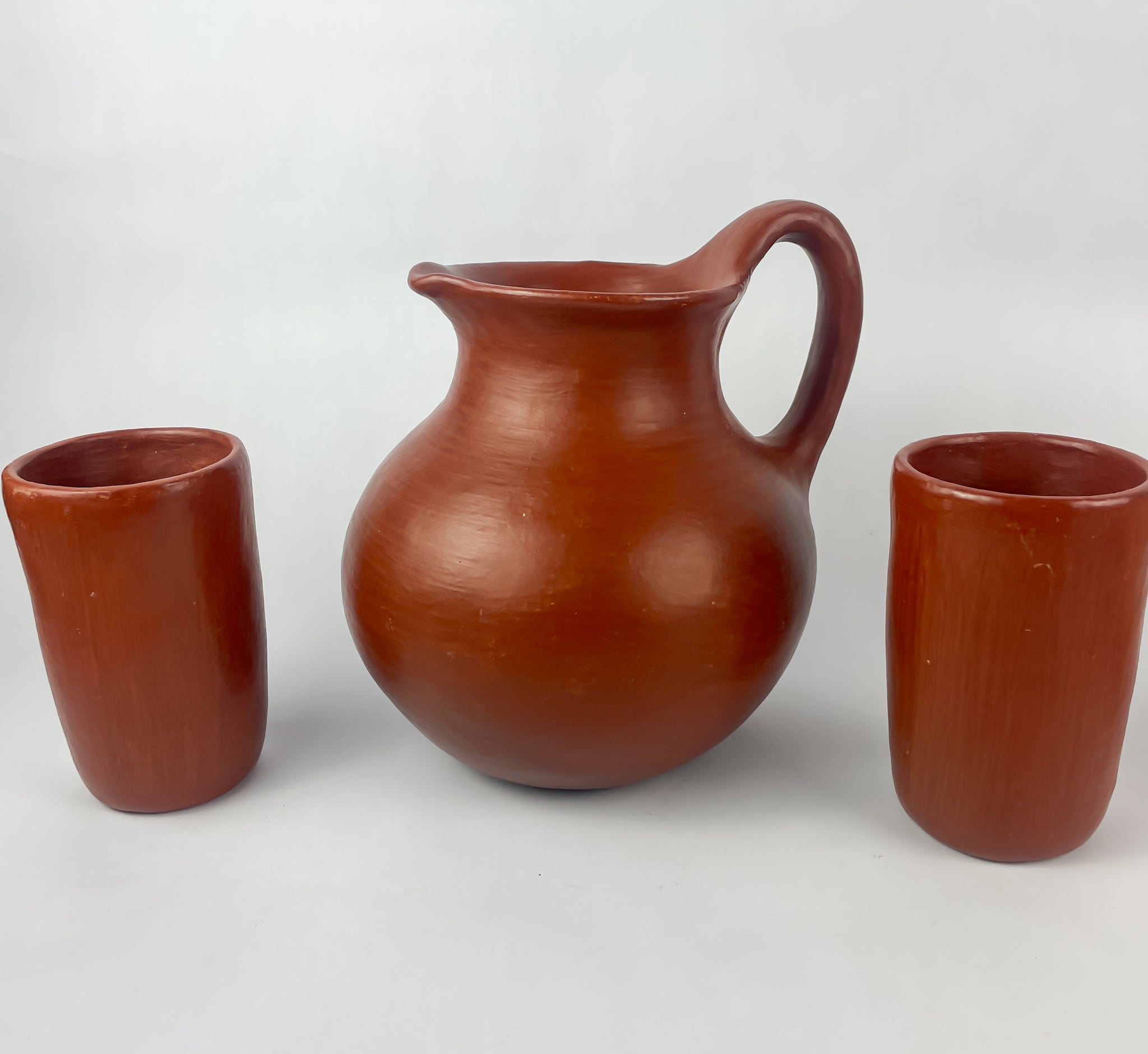 Pottery Red Color Oaxaca Red Clay Pottery Cups Set of 2 Mexican Red Clay Pottery Oaxaca ...