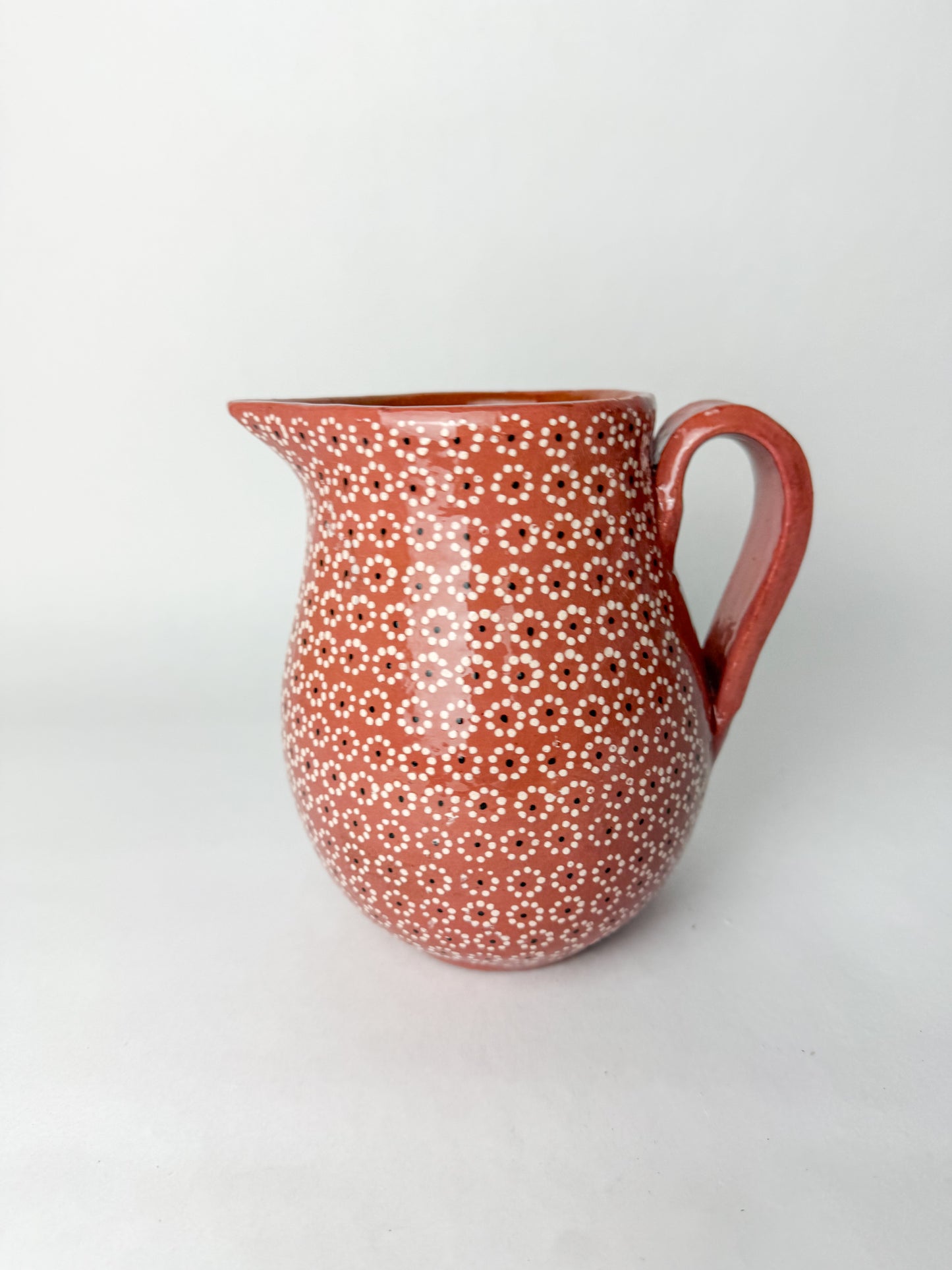 Michoacan Capulineado Clay Pitcher Jarra de Barro Capula