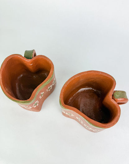 Michoacan Mexican Clay Mugs 2pc Set Mexican Cups Tazas De Barro Lead Free