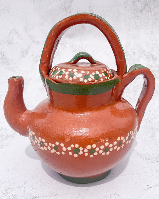 Tonala Mexican Tea Pot Tetera de Barro Lead Free Pottery Tea Pot Mexican Clay Pot
