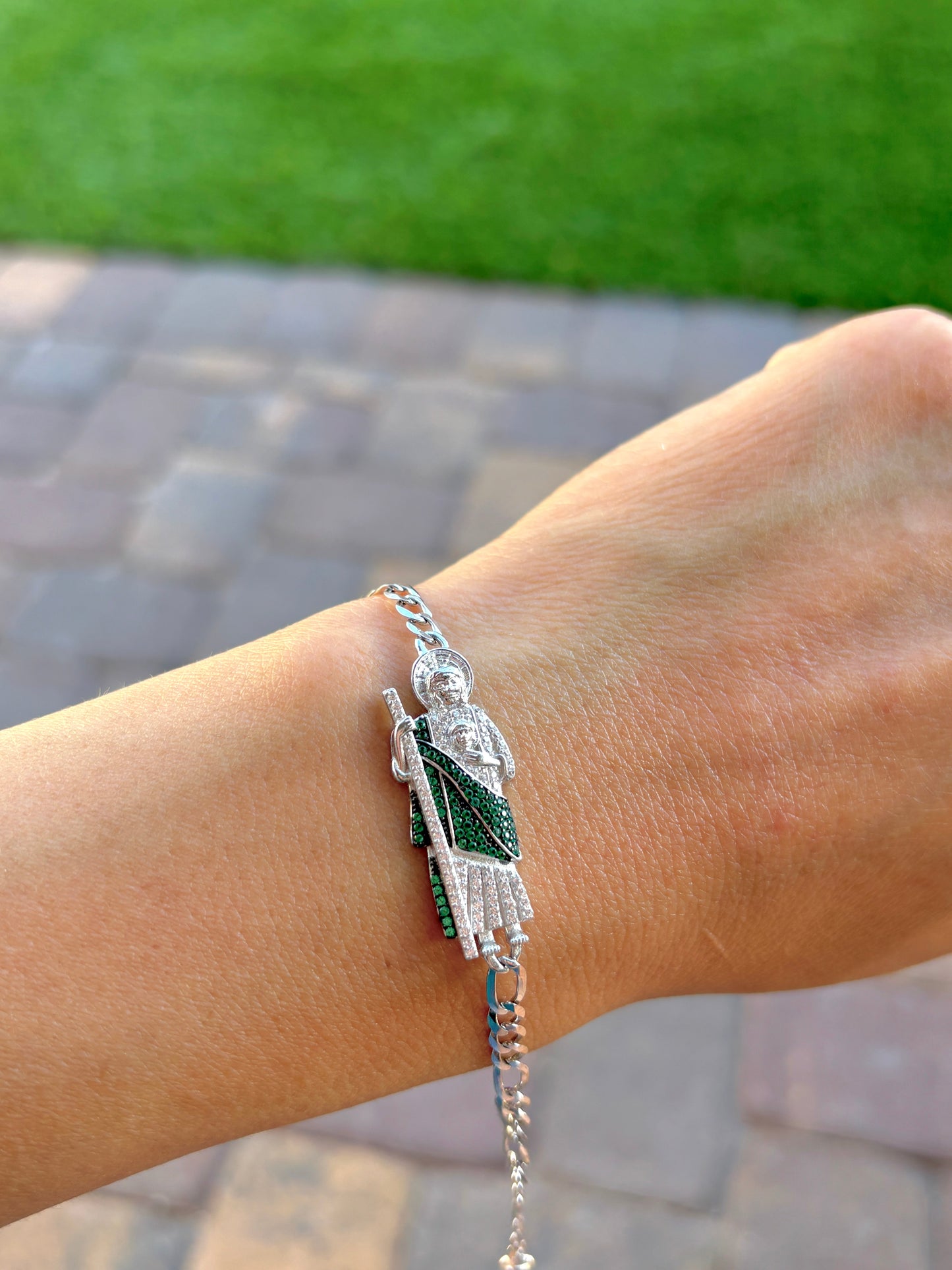 Sterling  silver 925 Saint Jude bracelet, Religious jewelry