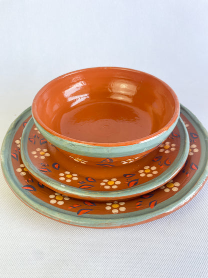 Michoacan Red Clay Pottery Dinnerware Set 45 Pc Clay Bowls Mexican Red Clay Vajilla de Barro