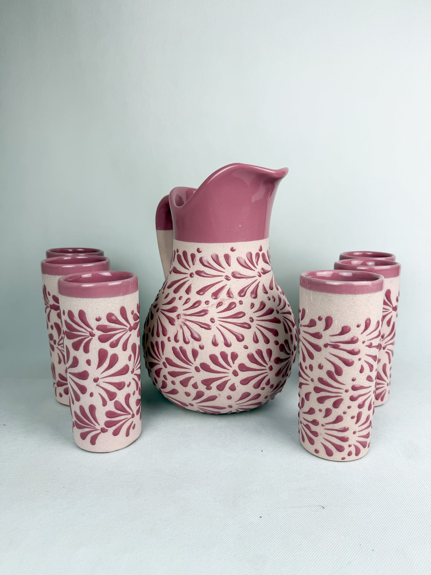 Talavera Style Pitcher Set -  Juego Jarra
