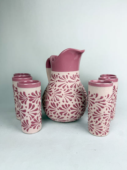 Talavera Style Pitcher Set -  Juego Jarra