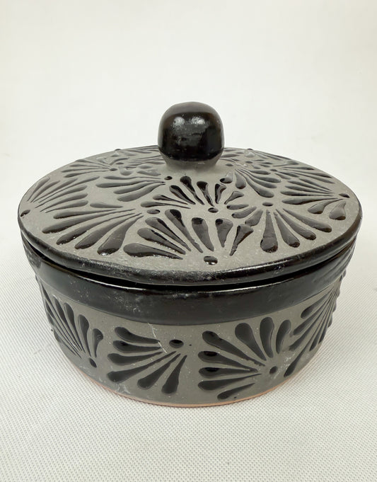 Black Talavera Style Tortilla Warmer - Tortillero Negro
