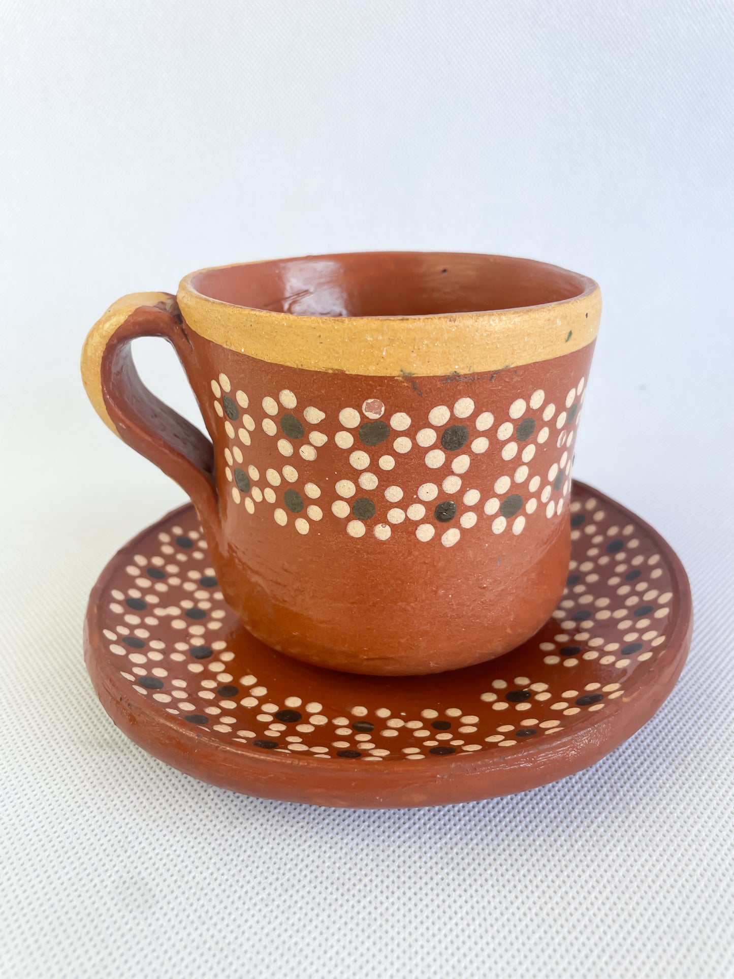 Michoacan Mexican Clay Mug and Plate Set Lead Free Clay Mug Taza