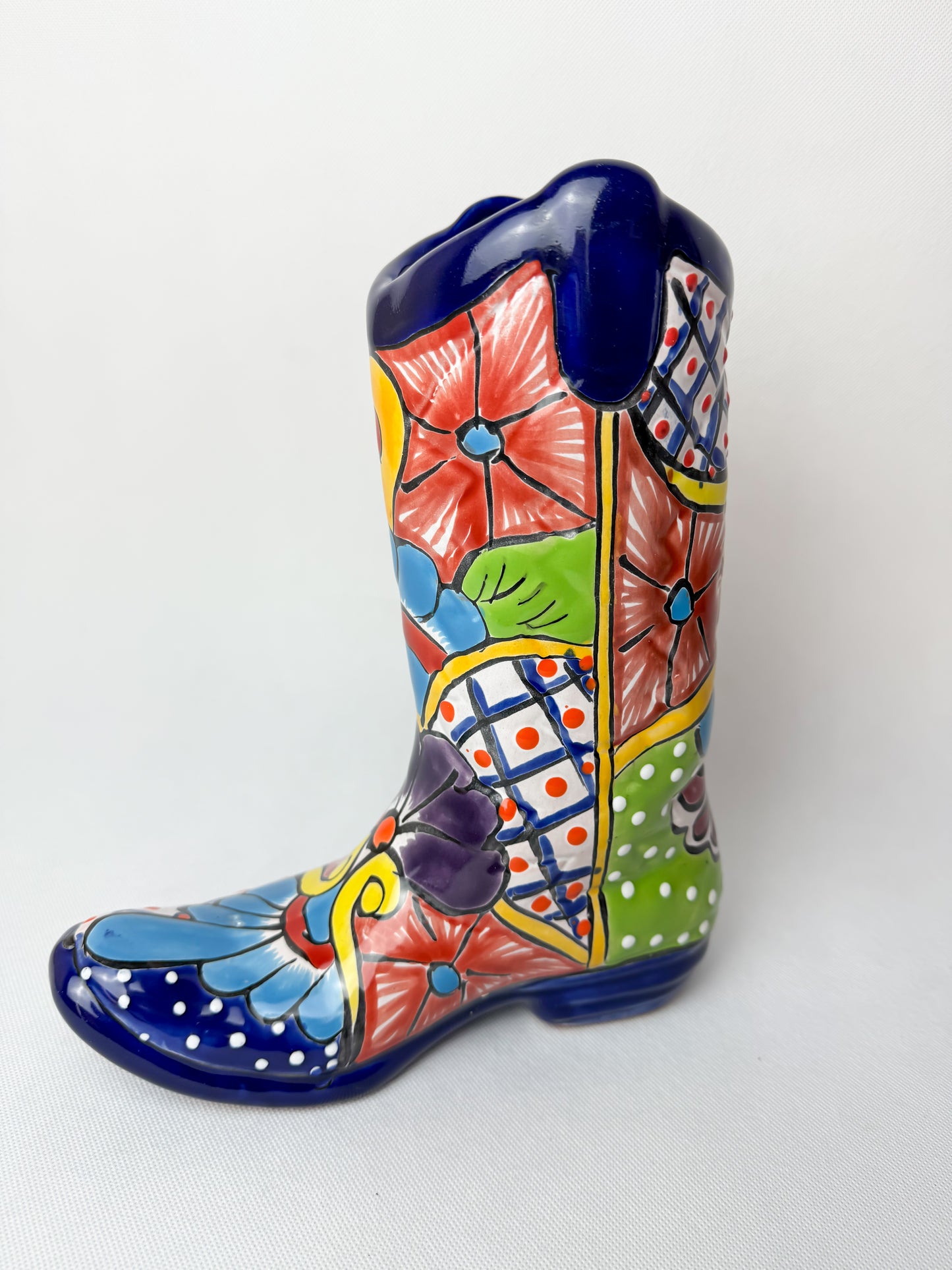 Cowboy Boot Planter 10 In Talavera Boot Vase Talavera Flower Pot Western Home Decor