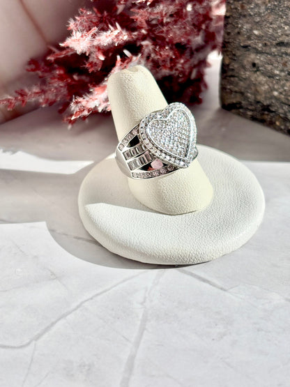 Cinderella heart ring sterling silver 925 | princess Statement ring