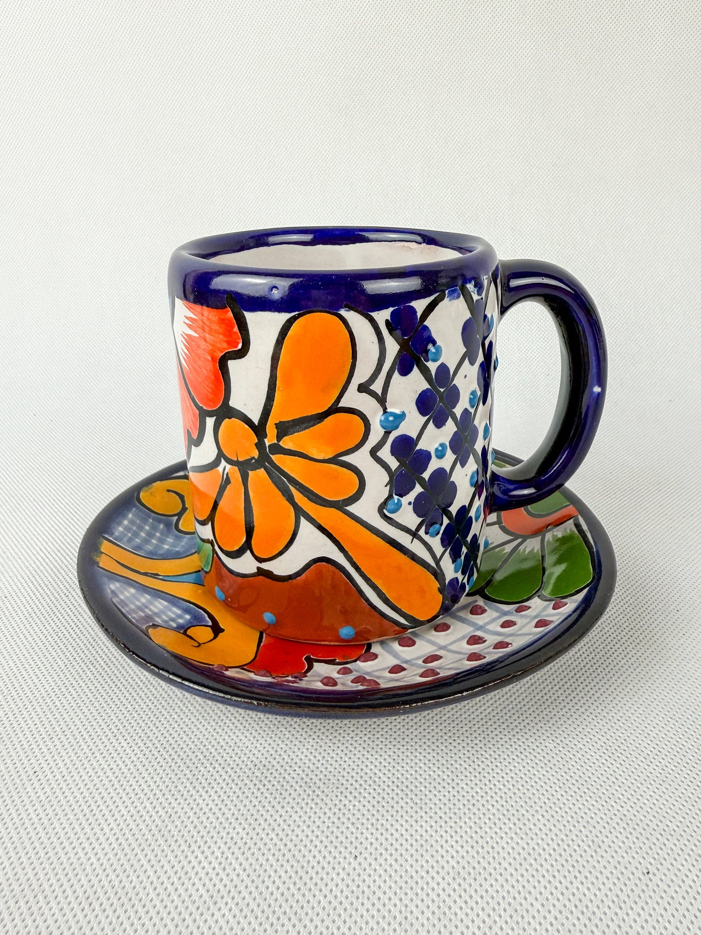 Talavera Coffee Mug Multicolor Taza Con Plato Talavera