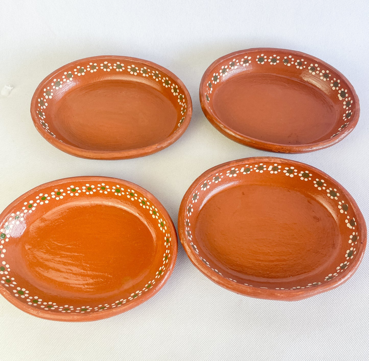 Mexican Clay Plates Oval Plates 8" Set of 4 Lead Free Mexican Plates Platos de Barro Ovalados