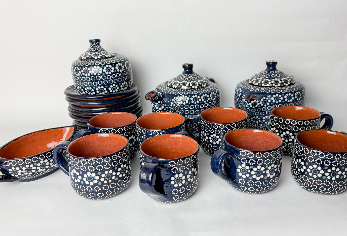 Capulineado Tea Pot Set 20pc - Juego de Te Barro